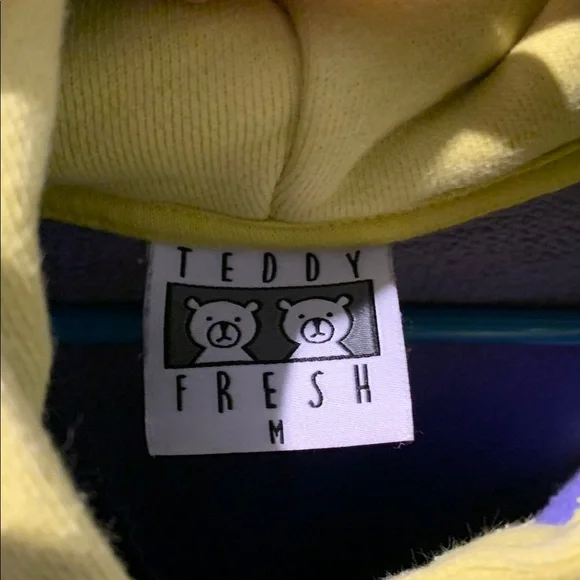 Teddy Fresh Colorblock Hoodie Sweatshirt mint, pink, violet and chartreuse szM - Picture 10 of 10